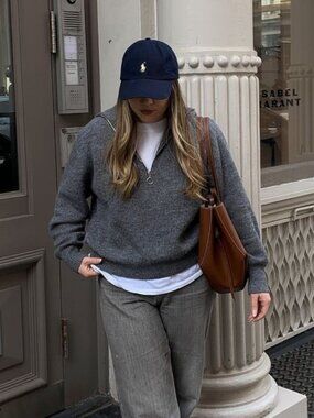 Quince Baby Alpaca-Wool Quarter Zip Sweater Charcoal Medium